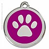 Red Dingo Purple Paw Print Dog ID Tag